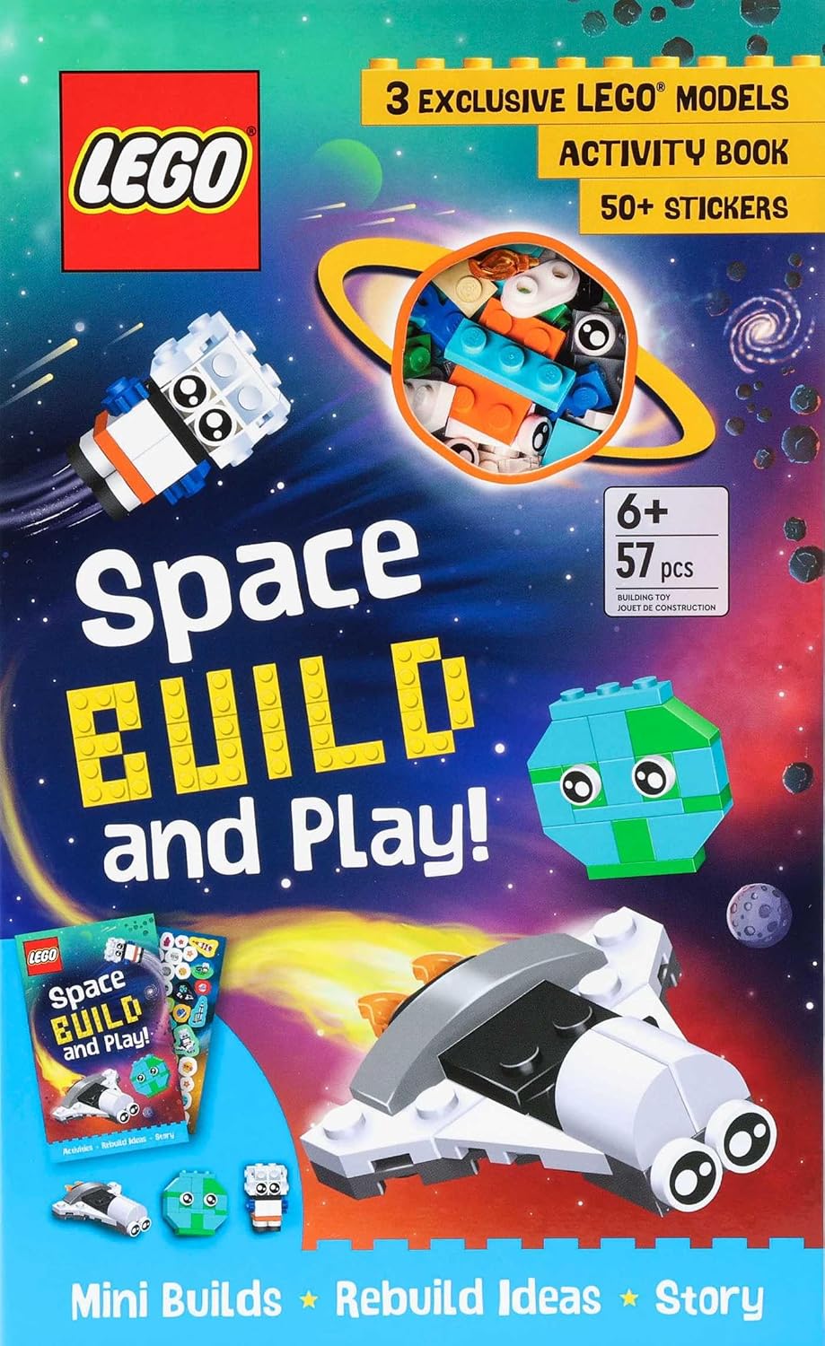 LEGO Books: Space Build and Play Box (Ages 6+, 57 Pieces)