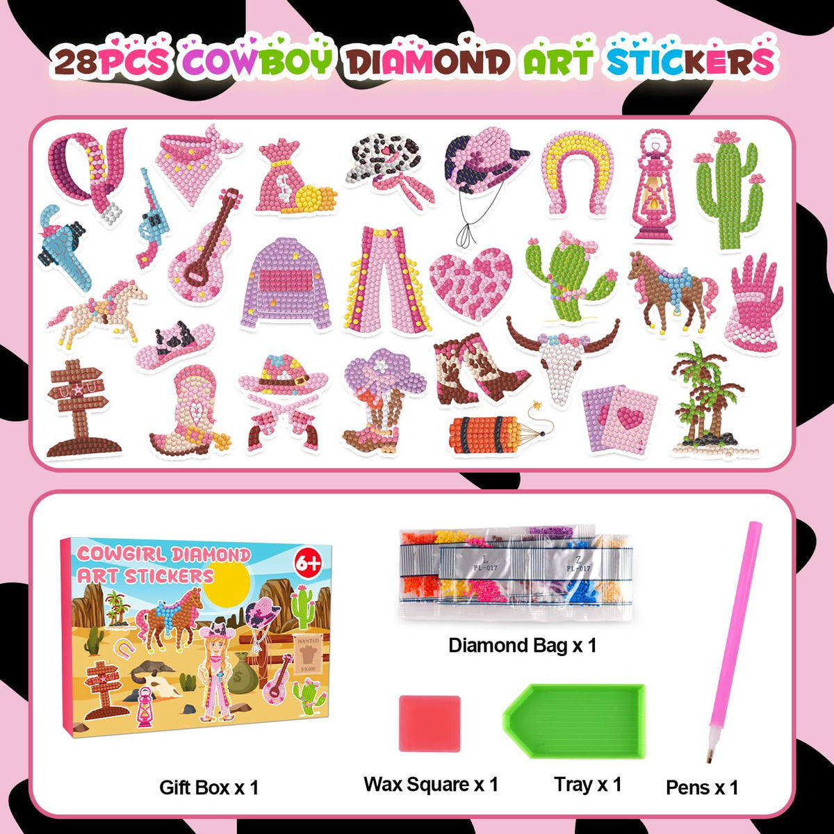 Labeol Diamond Art Kits for Kids Boys and Girls Ages 6-8-10-12 Easy to DIY Creative Diamond Art Sticker Craft by Numbers Kits for Kids and Adult Beginners (Animal)
