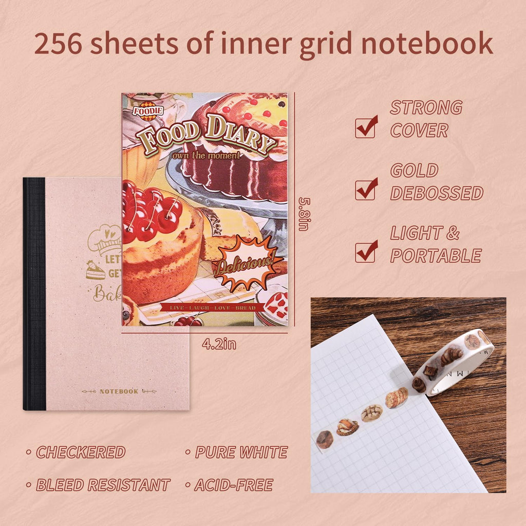 emmoolife 348 Pcs Scrapbooking Supplies Kit, Vintage Aesthetic Scrapbook Kit for Bullet Junk Journal, Stationery, A6 Grid Notebook, DIY Journaling Supplies, Birthday Craft Gift for Teen Girl Women