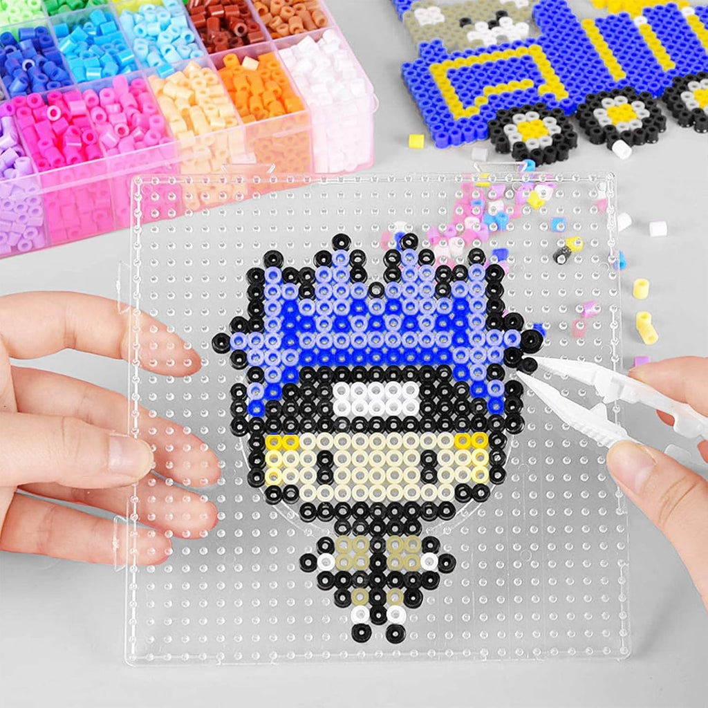 H&W 4PCS 5mm Fuse Beads Boards, Large Clear Pegboards Kits, with Gift 4 Lroning Paper (WA3-Z1)