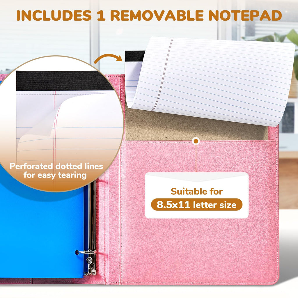 JoyCat 3 Ring Binder Clipboard with Storage, 5 Folders, Dark Blue