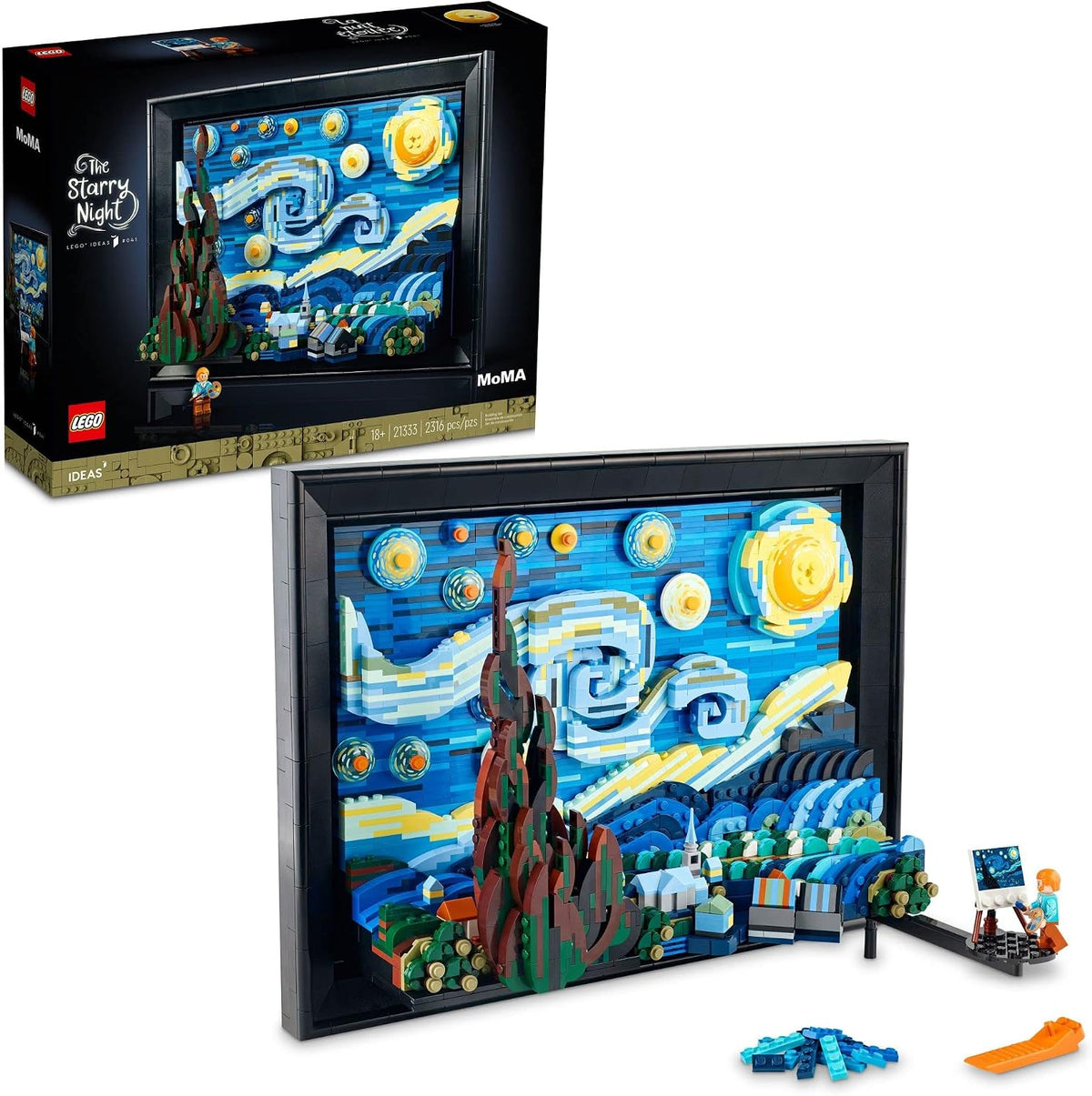 LEGO Ideas Vincent Van Gogh The Starry Night - Building Set for Adults, Ages 18+ - Beautifully Detailed Home Wall Art Decor - Gift for Men & Women - 21333