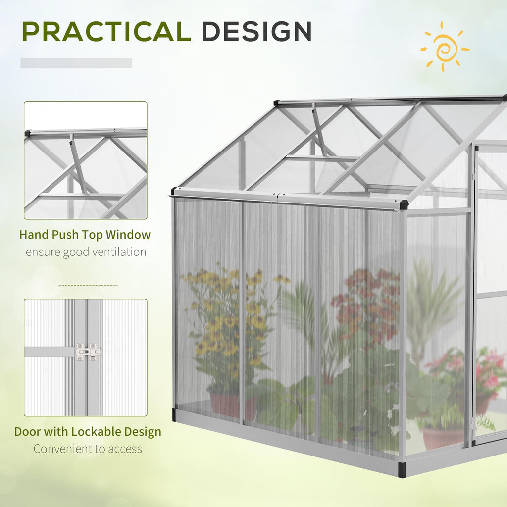 Outsunny Polycarbonate Greenhouse, Up to 60 Sq Ft (4 ft × 6 ft to 10 ft × 6 ft)