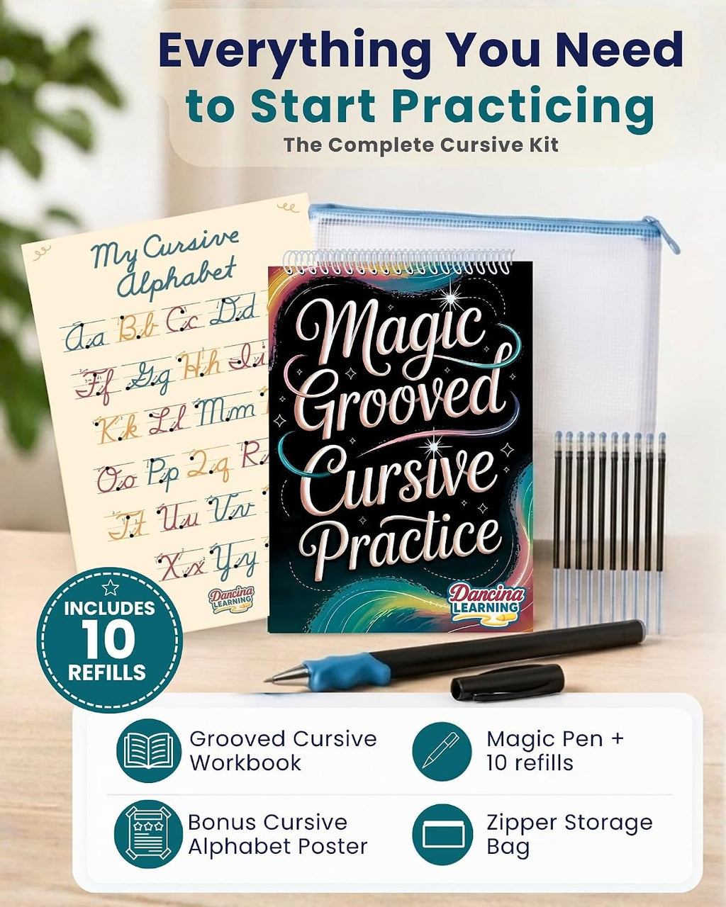 Magic Grooved Cursive Handwriting Workbook for Kids