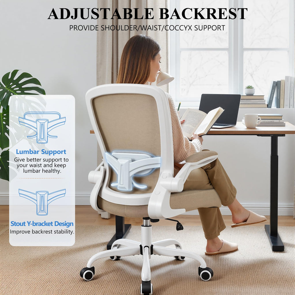 FelixKing Office Chair, Ergonomic Desk Chair Breathable Mesh Chairs Adjustable High Back Lumbar Support Flip-up Armrests, Executive Rolling Swivel Comfy Computer Chairs Home Office Black