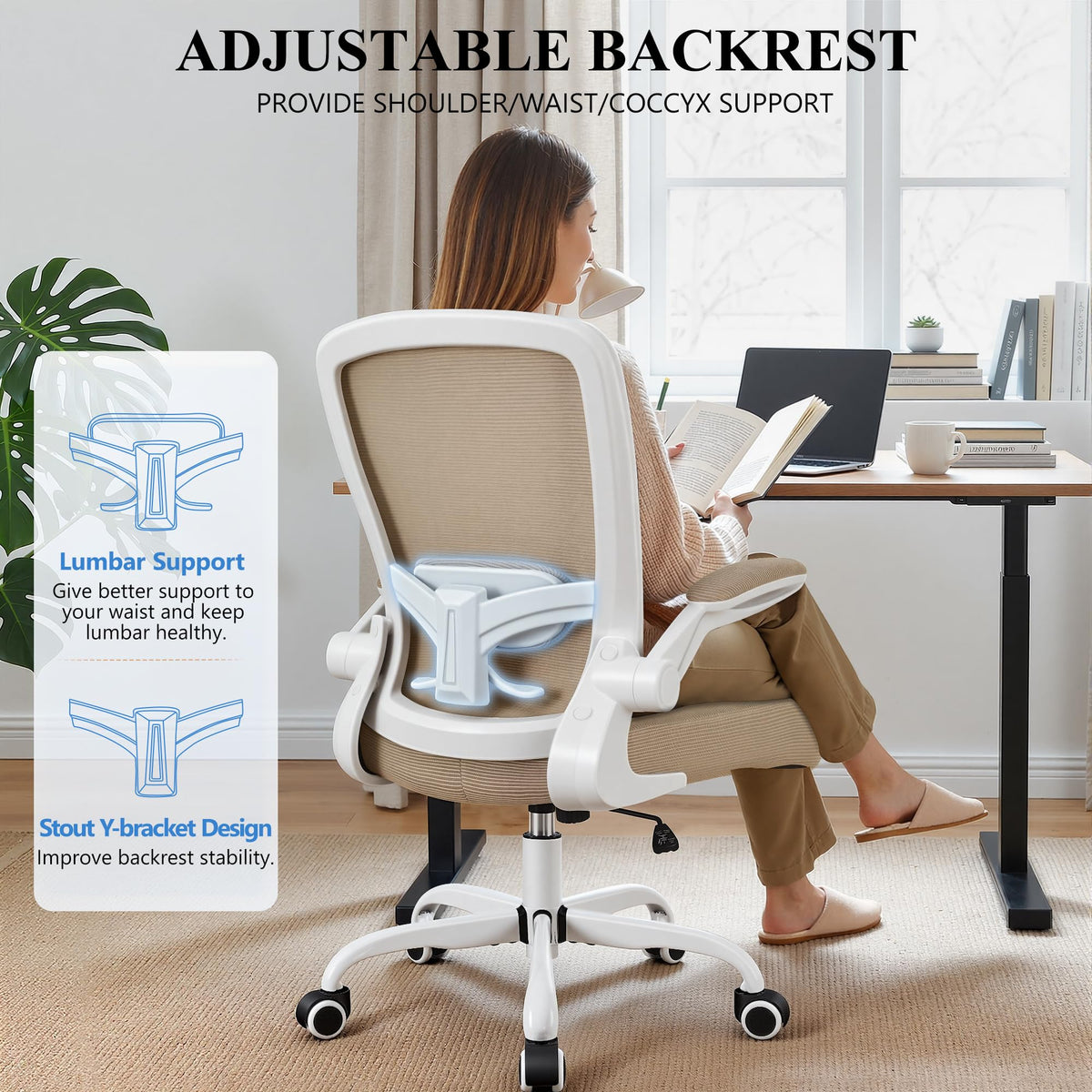 FelixKing Office Chair, Ergonomic Desk Chair Breathable Mesh Chairs Adjustable High Back Lumbar Support Flip-up Armrests, Executive Rolling Swivel Comfy Computer Chairs Home Office Black