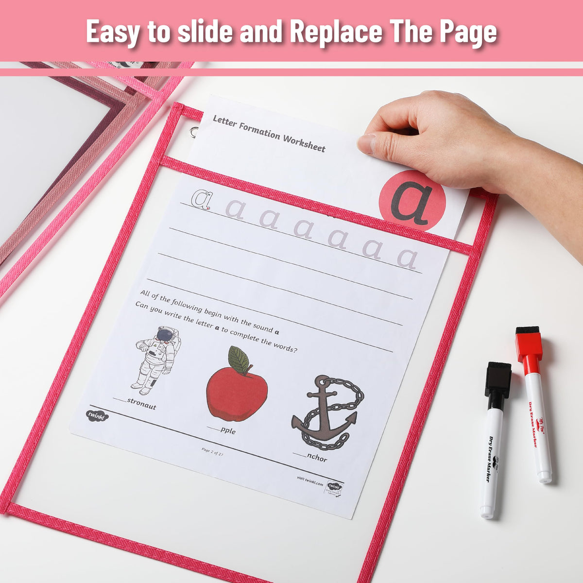 Mr. Pen- Reusable Dry Erase Pocket Sleeves, 10" x 14", 6 Pack, Colorful