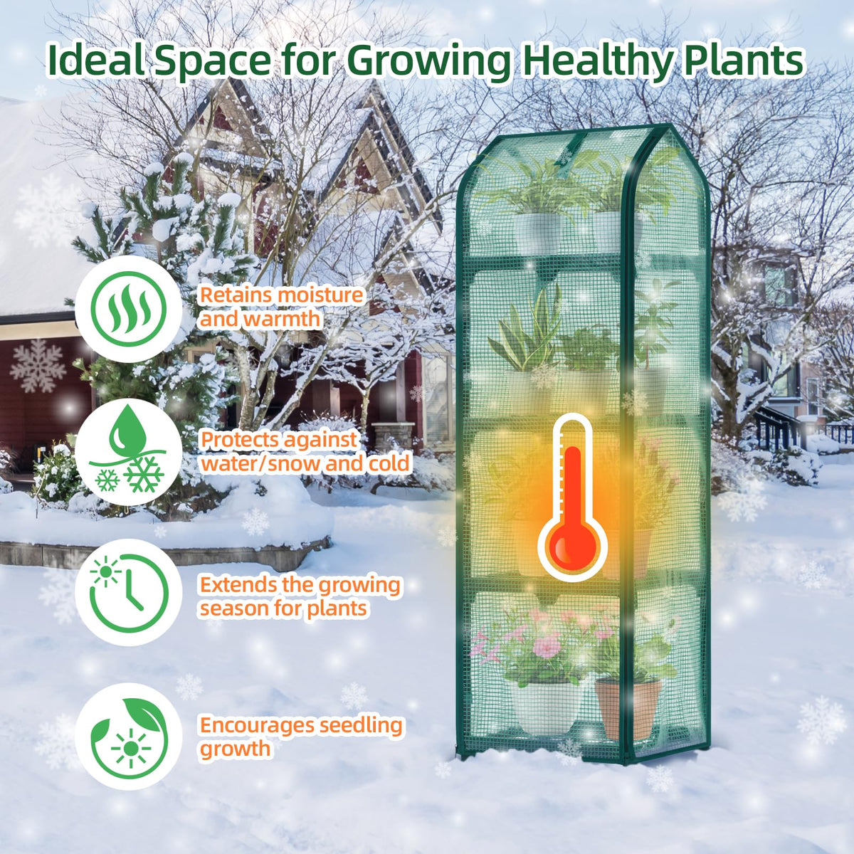 Ohuhu Portable Greenhouse with 4 Shelves (Mini & Large Sizes)