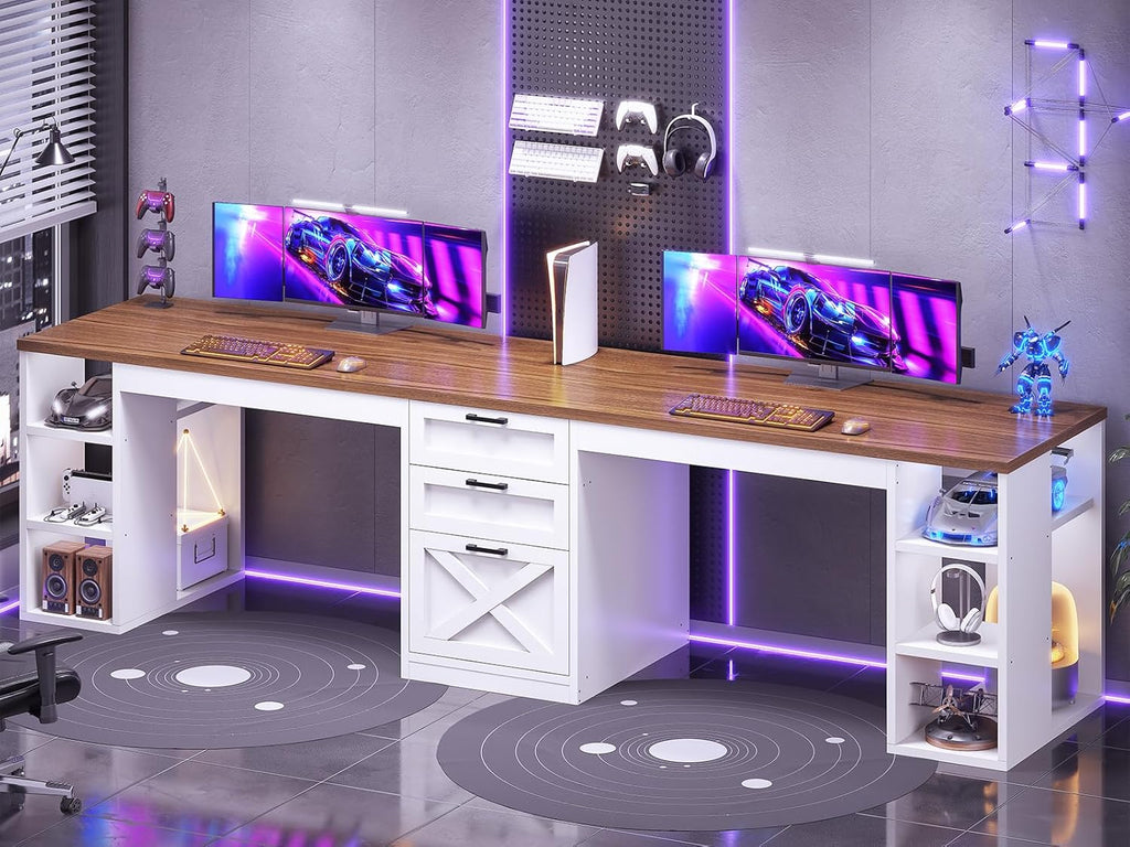 SEDETA 96.5-Inch Two-Student Desk with Drawers