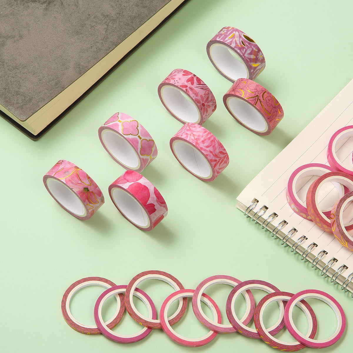 Mr. Pen- Washi Tape Set, 21 Rolls, Assorted Sizes, Floral