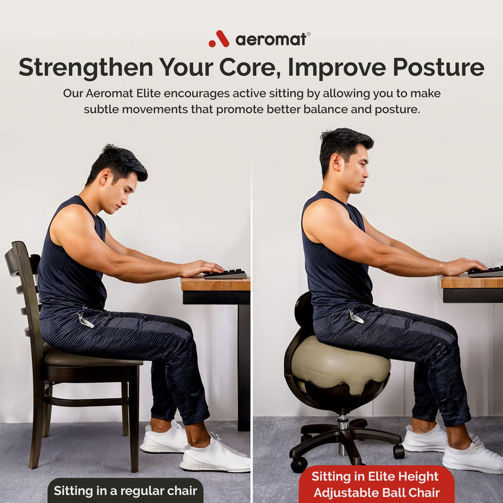 Aeromat Elite Yoga Ball Chair Active Sitting & Adjustable Height 250lbs Cap