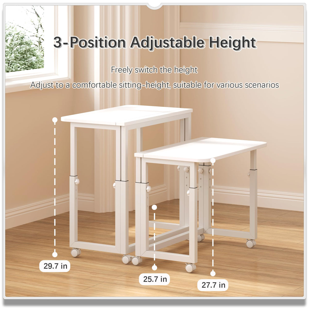 4NM 27.5-Inch Folding Student Desk with Wheels