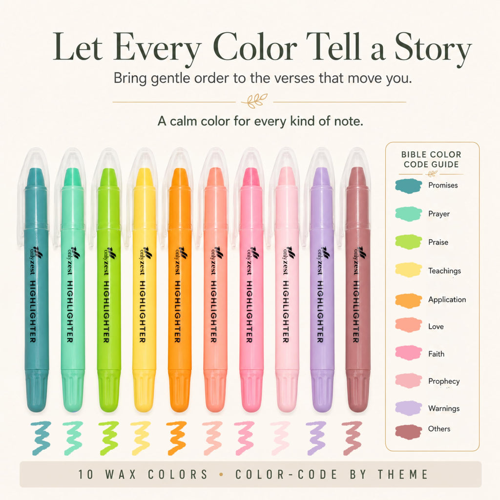 10 Pack Bible Safe Highlighters - Pastel Color, Wax Highlighters