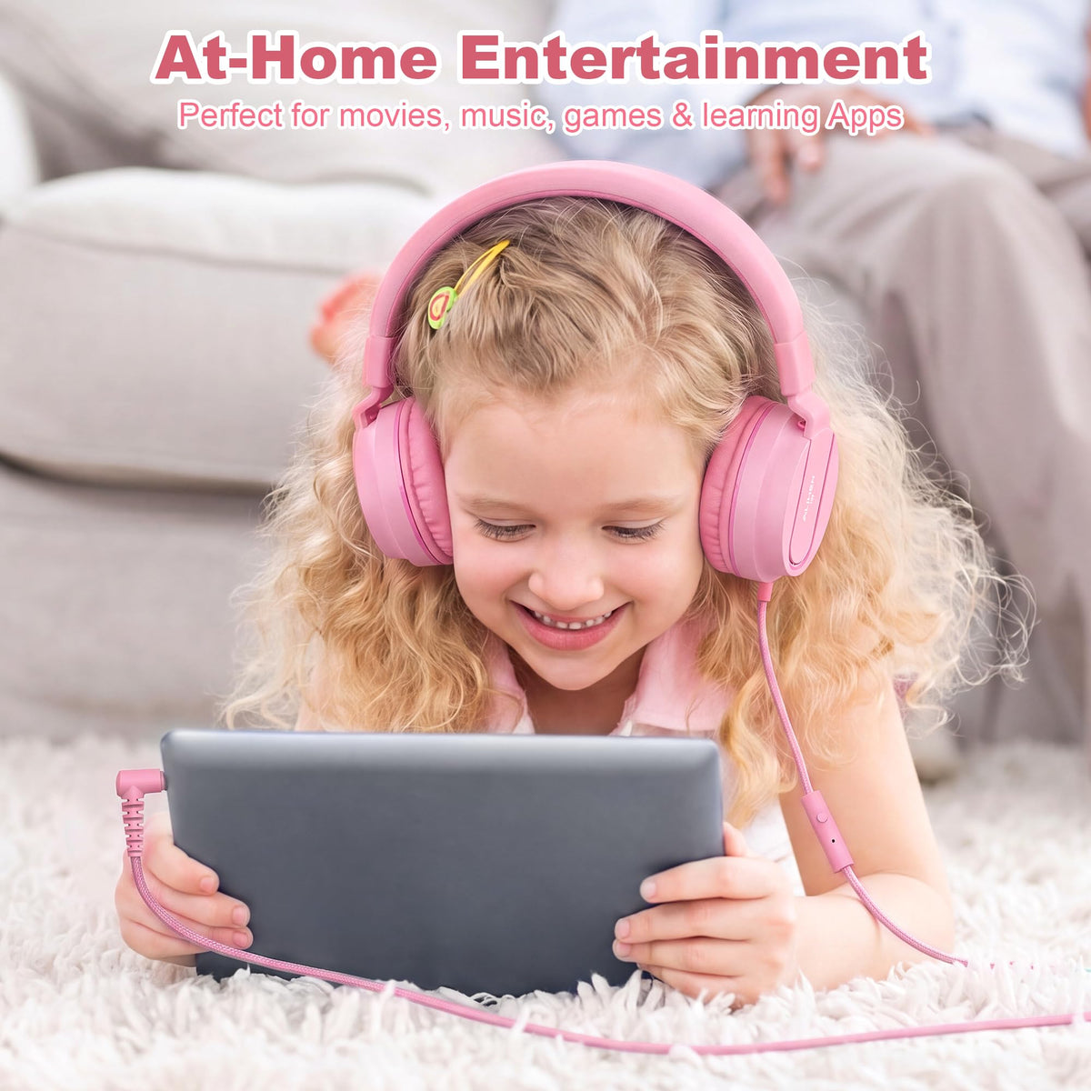 AILIHEN I35 Kids Headphones for School with Mic, 93dB Volume, Green Purple