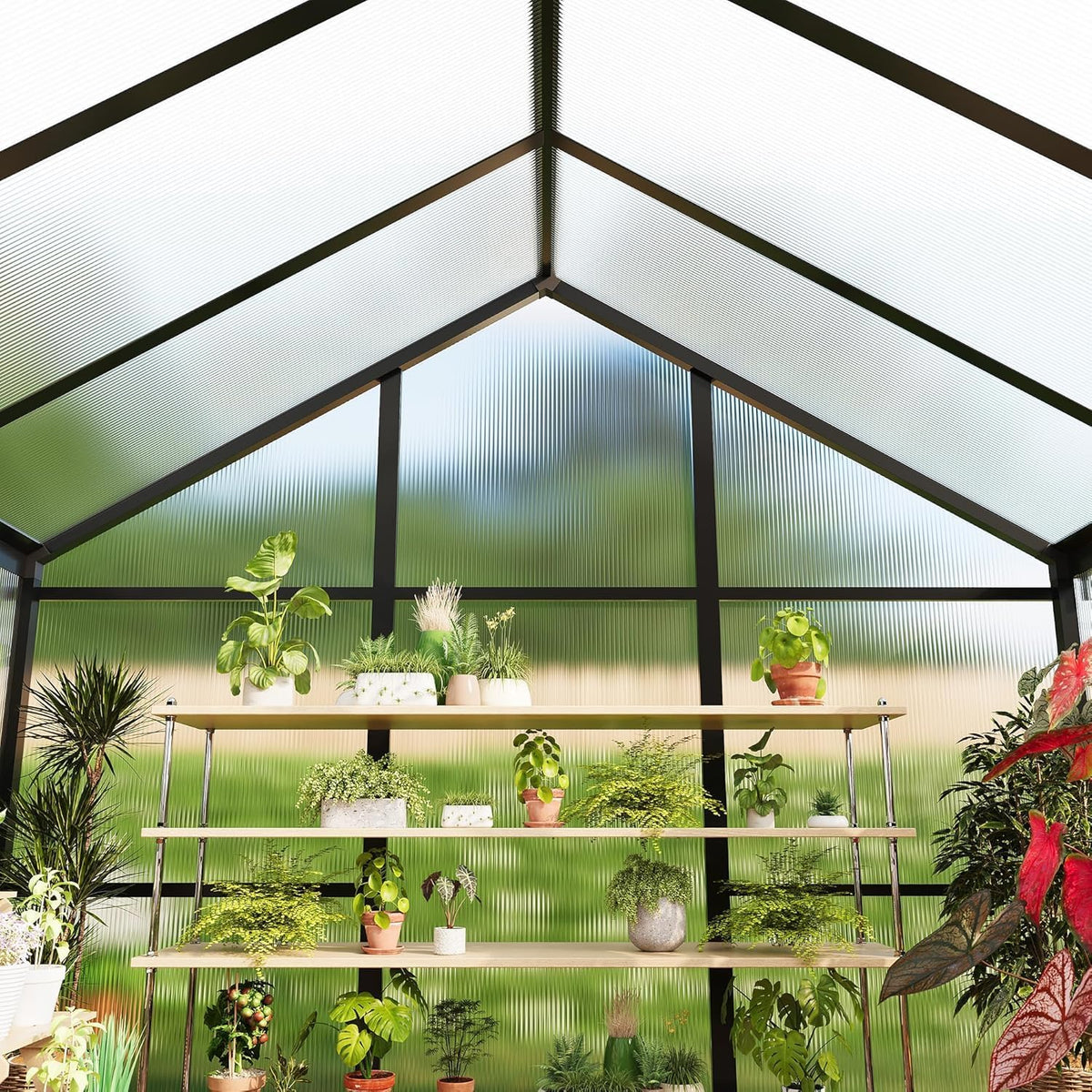 IDEALHOUSE Aluminum Polycarbonate Greenhouse (6×8 and 6×10 ft)