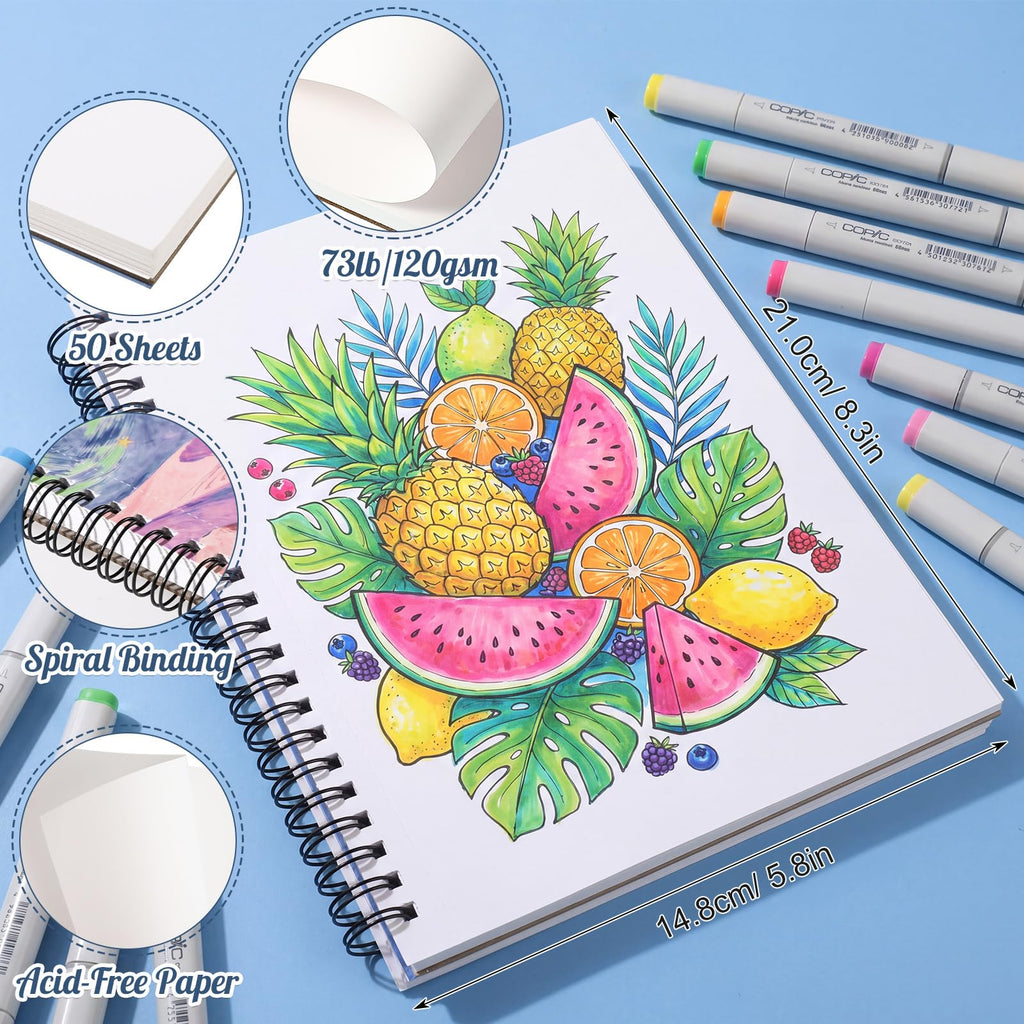 50 Sheets Marker Paper Pad, 7.6 × 7.6 in, 120gsm Alcohol Marker Paper