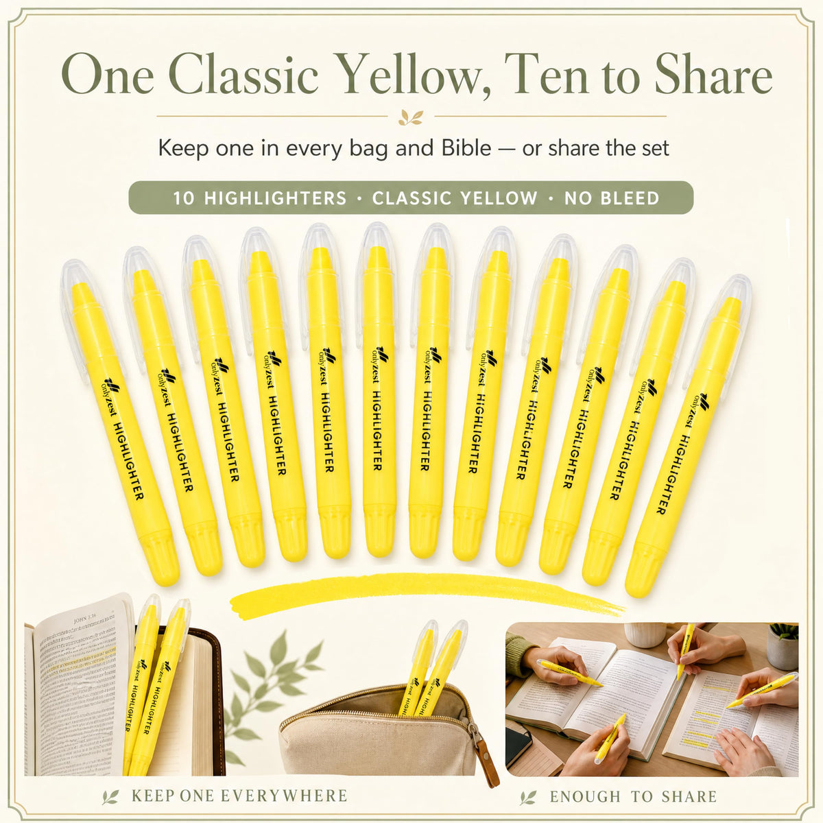 10 Pack Bible Safe Highlighters - Pastel Color, Wax Highlighters