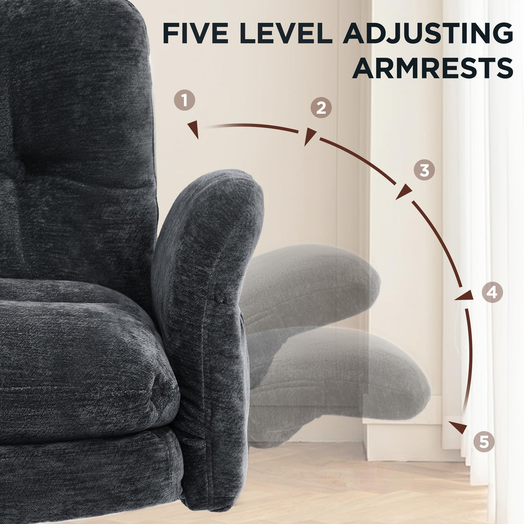 FiveWillowise Cross Legged Office Chair with Flip-up Arms&Hight Back,Grey