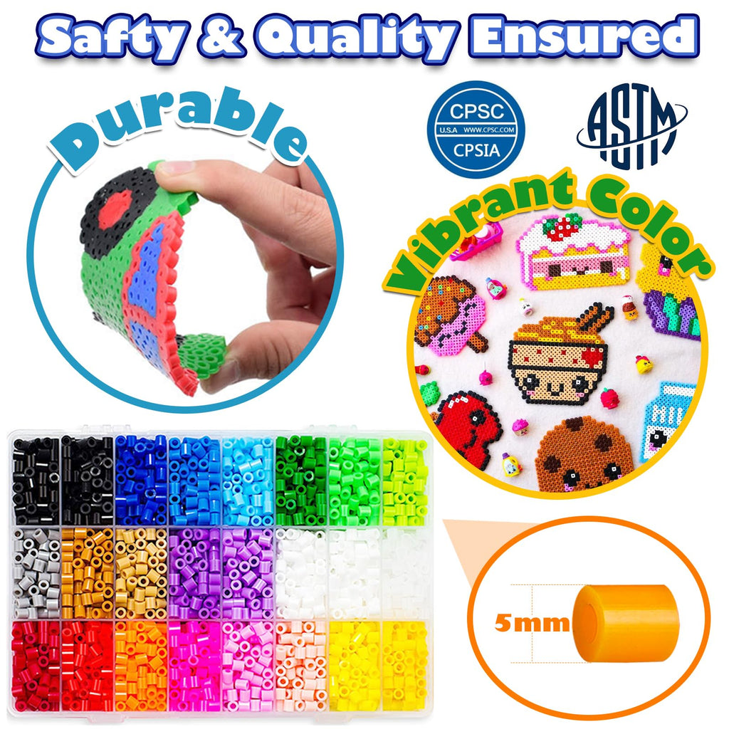 23000 5mm Fuse Beads Kit for Craft Gifts - 22 Colors | 106 Patterns