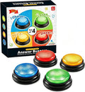 Learning Resources Answer Buzzers, Set of 4, Answer Buzzers for Classroom, Family Feud Jeopardy Buzzer, Game Buzzers with Lights and Sound for Classroom, Game Show Buzzer Buttons