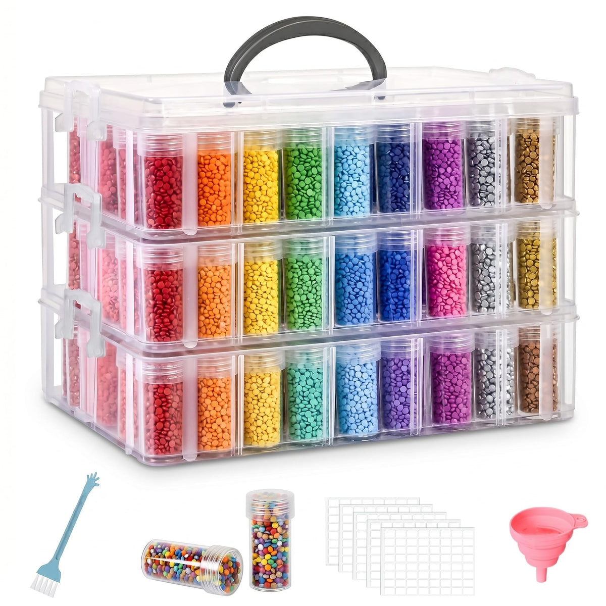 Diamond Art Storage Organizer, 200 Jars, 4-Tier Stackable Case