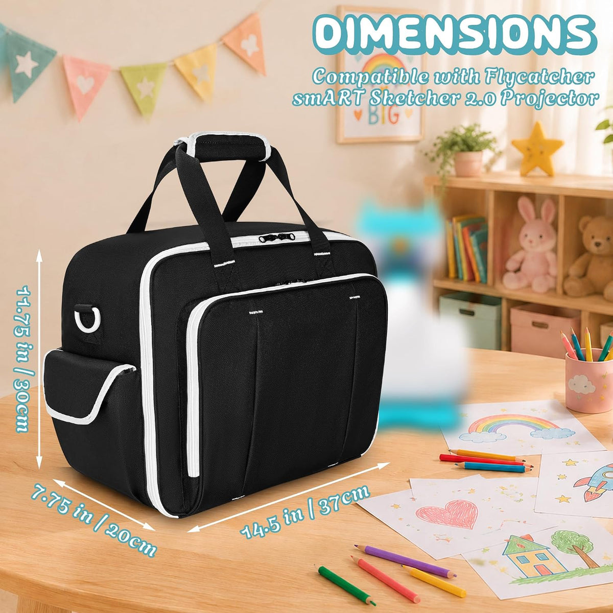 Carrying Case for Flycatcher smART Sketcher 2.0 Projector, Black