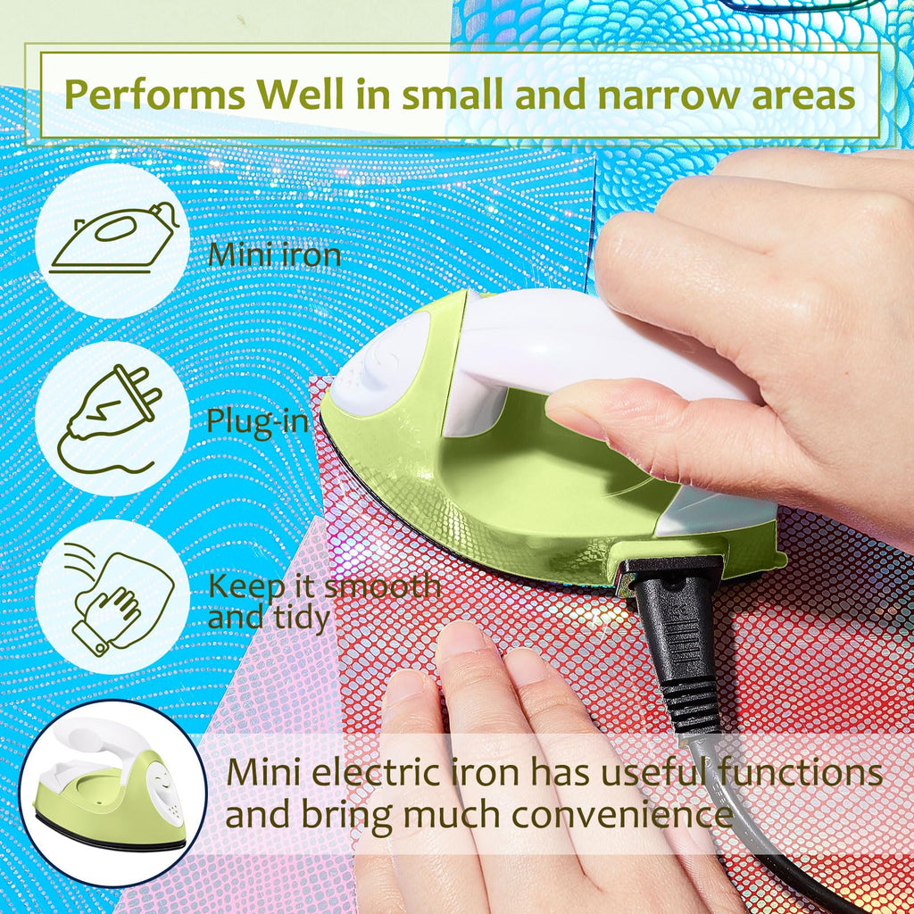Honoson Mini Iron for Craft Small Iron on Patch Fuse Bead, Mint Green