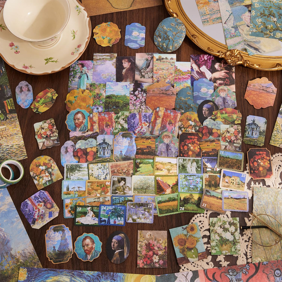 emmoolife 348 Pcs Scrapbooking Supplies Kit, Vintage Aesthetic Scrapbook Kit for Bullet Junk Journal, Stationery, A6 Grid Notebook, DIY Journaling Supplies, Birthday Craft Gift for Teen Girl Women