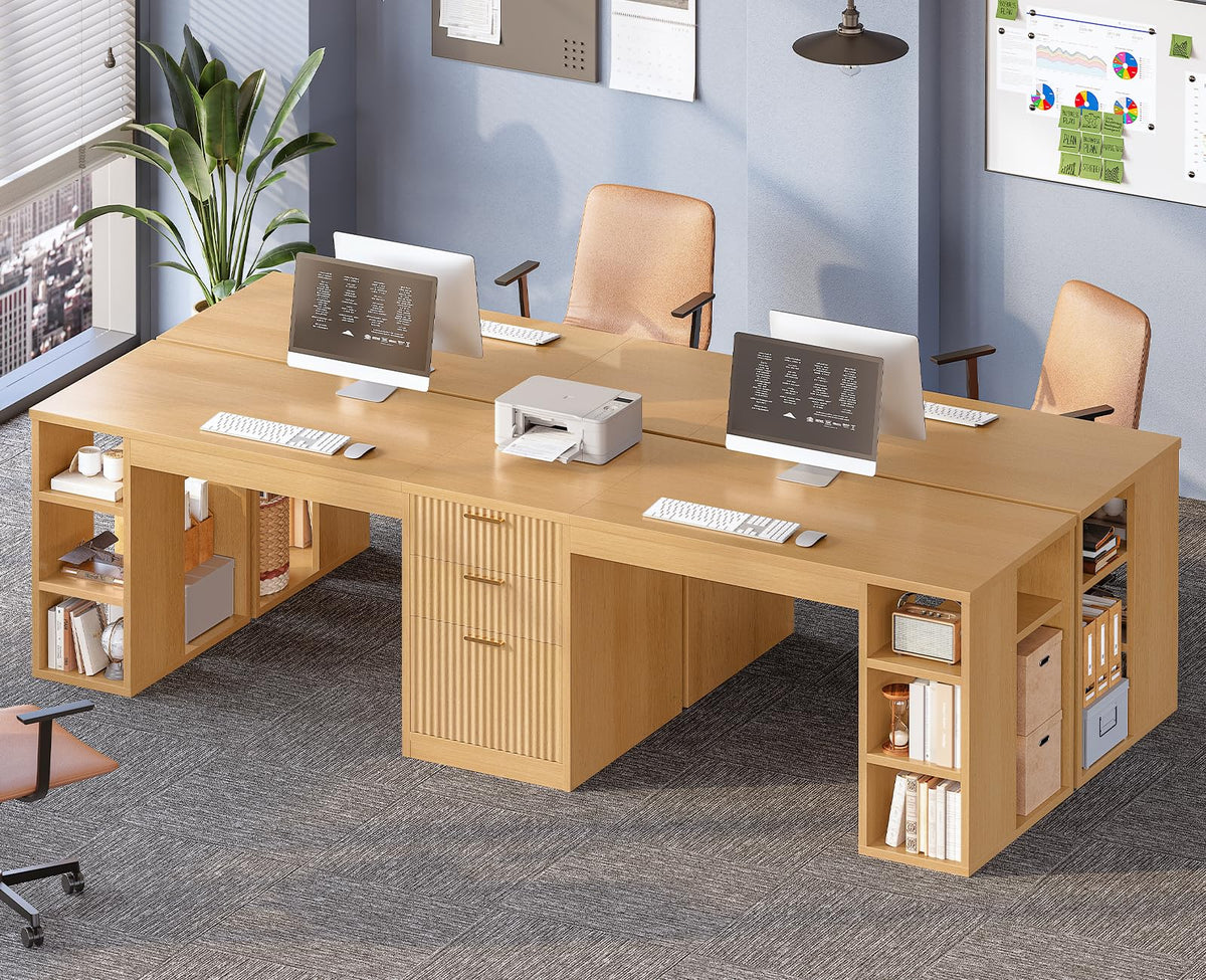 SEDETA 96.5-Inch Two-Student Desk with Drawers
