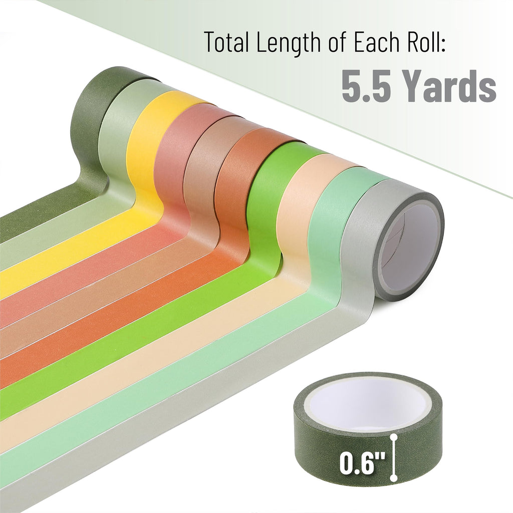 Mr. Pen- Washi Tape Set, 10 Rolls, 5.5 Yards/Roll