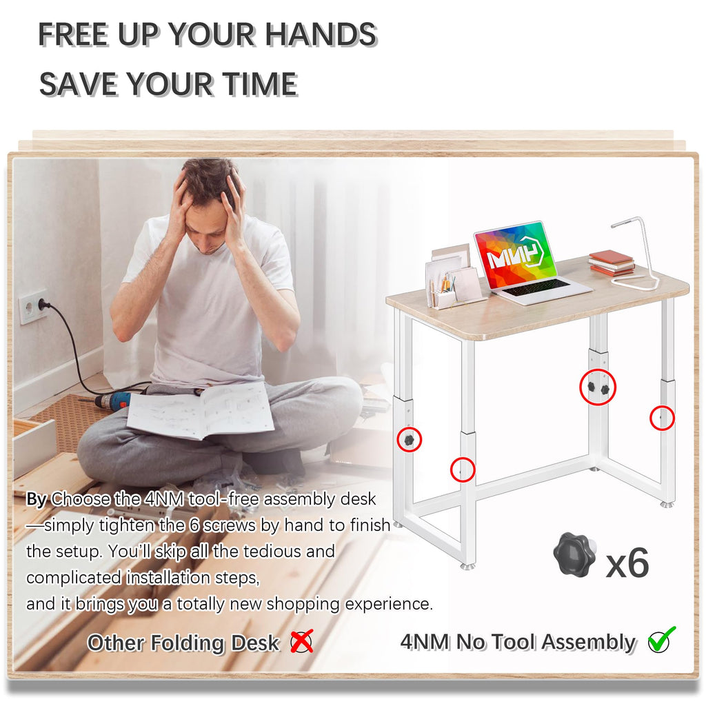 4NM 27.5-Inch Folding Student Desk with Wheels