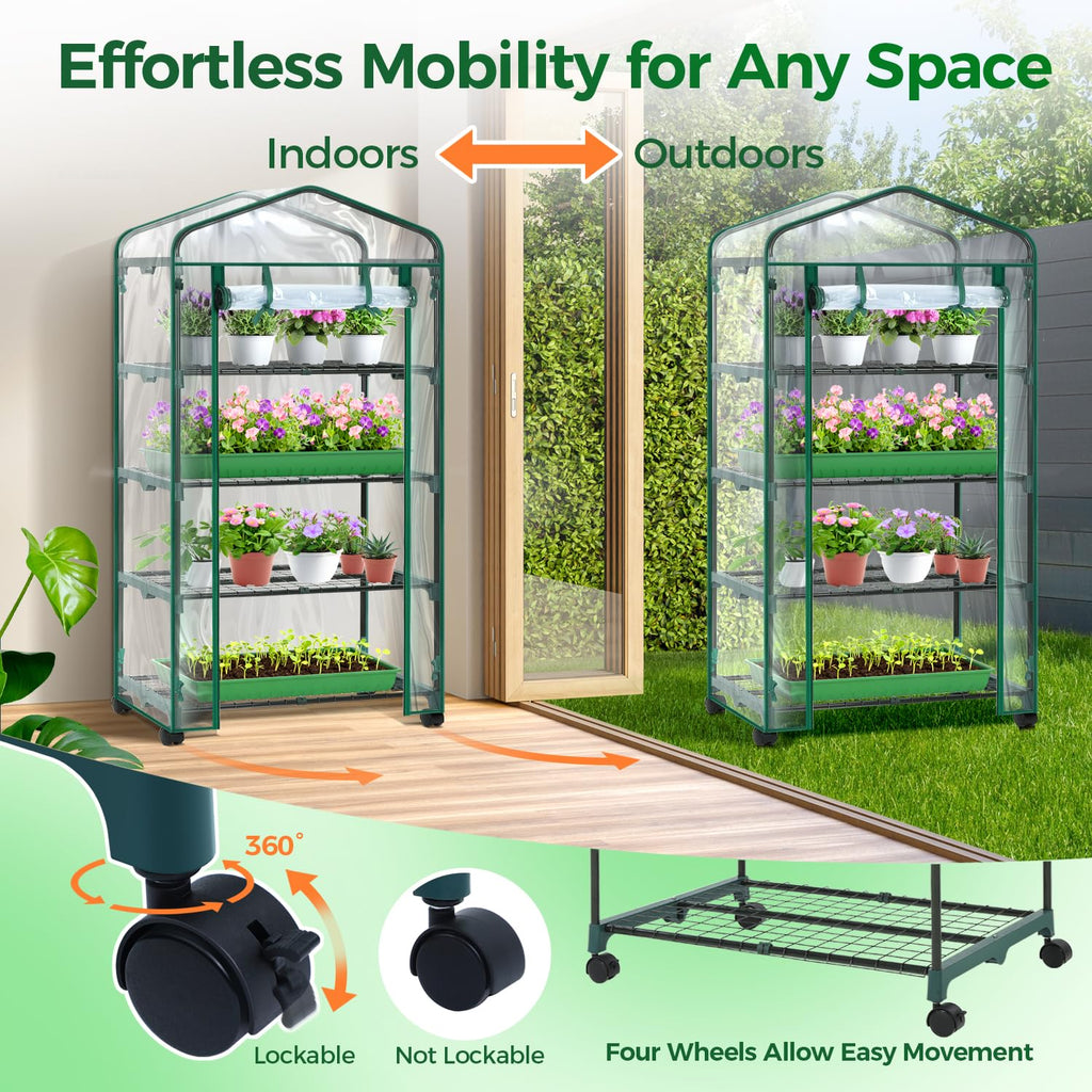 Ohuhu Portable Greenhouse with 4 Shelves (Mini & Large Sizes)