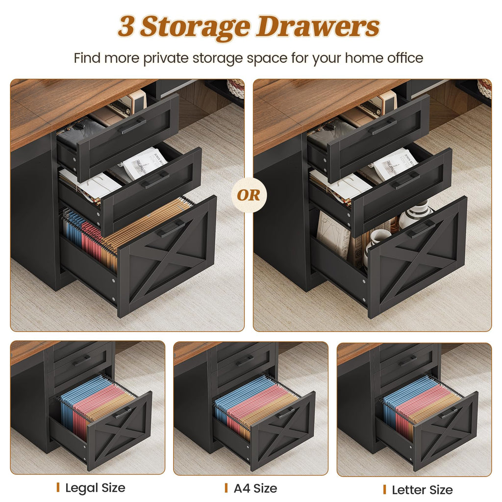 SEDETA 96.5-Inch Two-Student Desk with Drawers