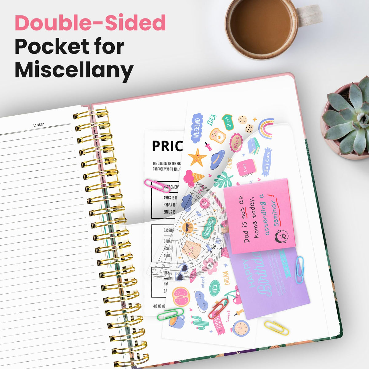 Taja Spiral Notebooks for Work 5 Subject Notebook with Removable Dividers
