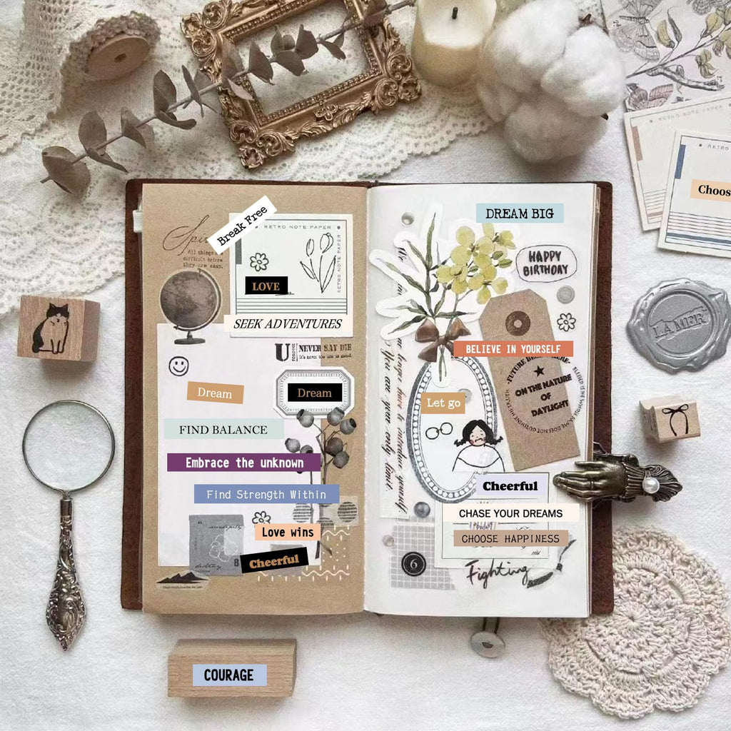 PRSTINCOL 2346PCS Quote Stickers,48 Sheets Scrapbook Supplies Kit Word Stickers for Journaling, Card Making, Vision Board Supplies for Adults Crafting