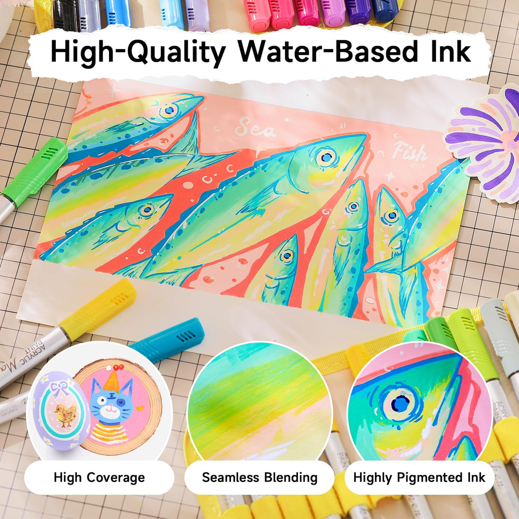 Shuttle Art 96 Colors Dual Tone Refillable Acrylic Markers with 100 Refills