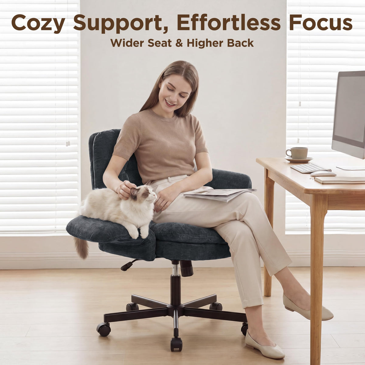 FiveWillowise Low-Back Cross-Legged Desk Chair (Multiple Colors)