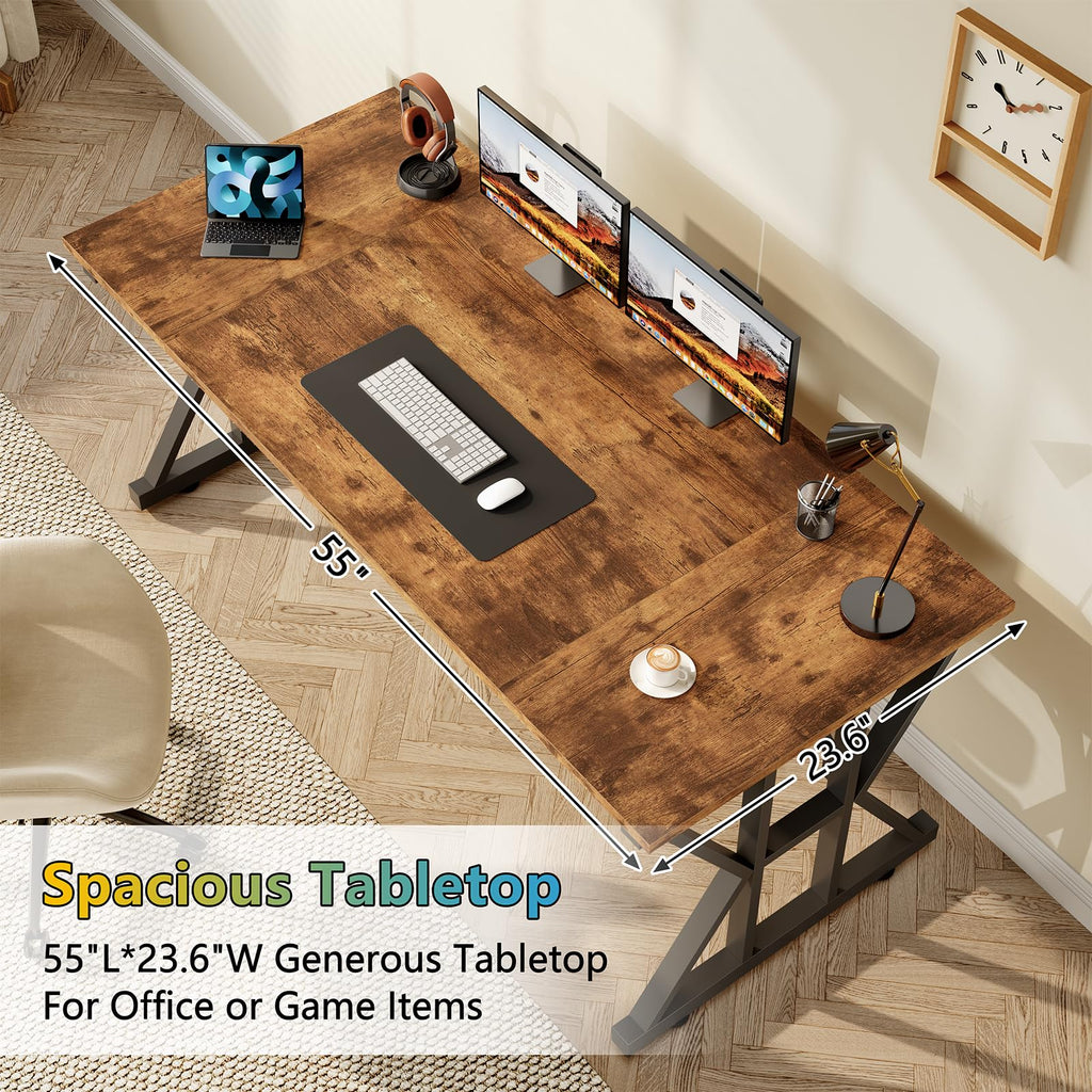 63" Large Computer Desk with Thickened Frame for Home Office, Living Room