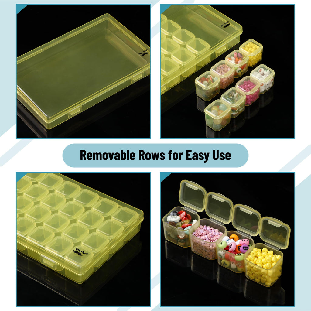 Mr. Pen- Bead Storage Containers, 28 Grids, 2 Pack, Clear White