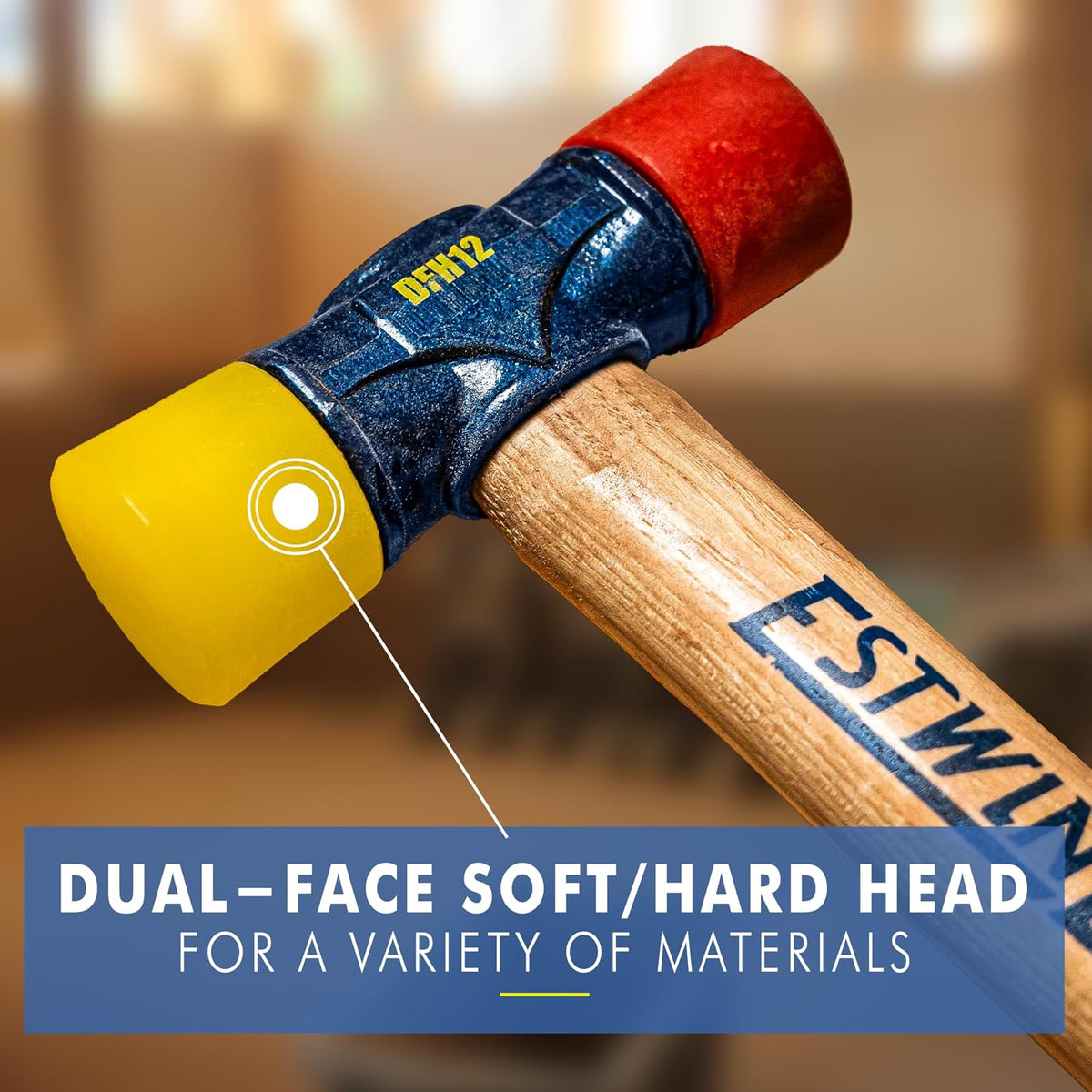 ESTWING Rubber Mallet, 12oz Red & Yellow Mallet, DFH12