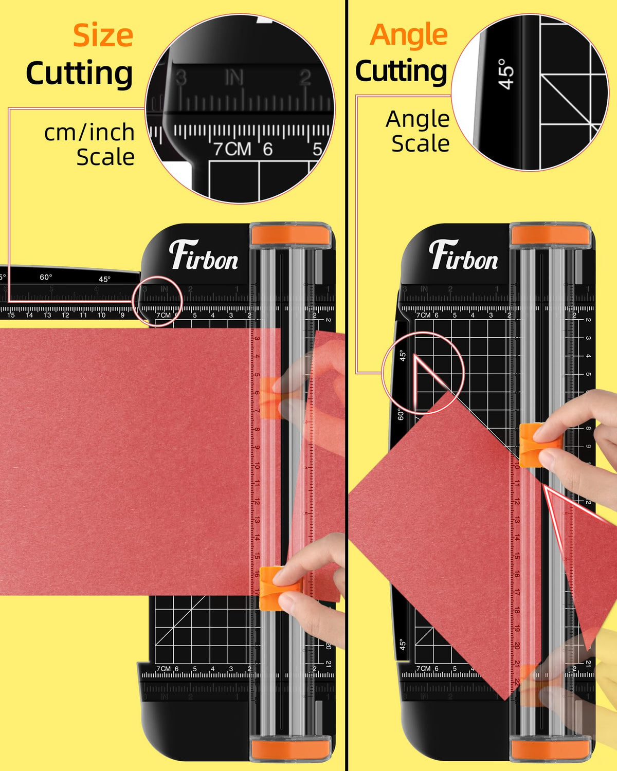 Firbon A5 Paper Cutter, Small Straight Paper Trimmer with Side Ruler