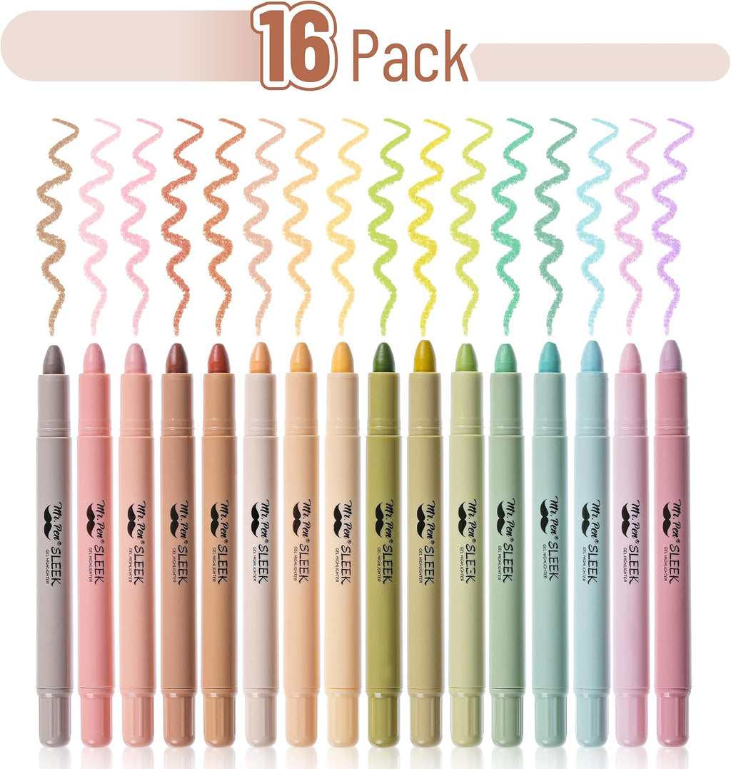 Mr. Pen- No Bleed Gel Highlighters, Assorted Colors, 16 Pack