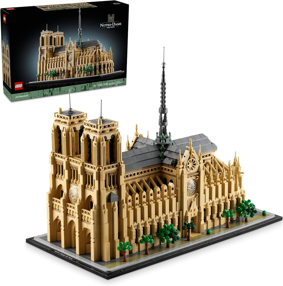 LEGO Architecture Notre-Dame de Paris Replica, Architectural Model Kit, Collectible Building Set for Adults, Build and Display Souvenir, Gift Idea for Lovers of History, Travel and Art, 21061
