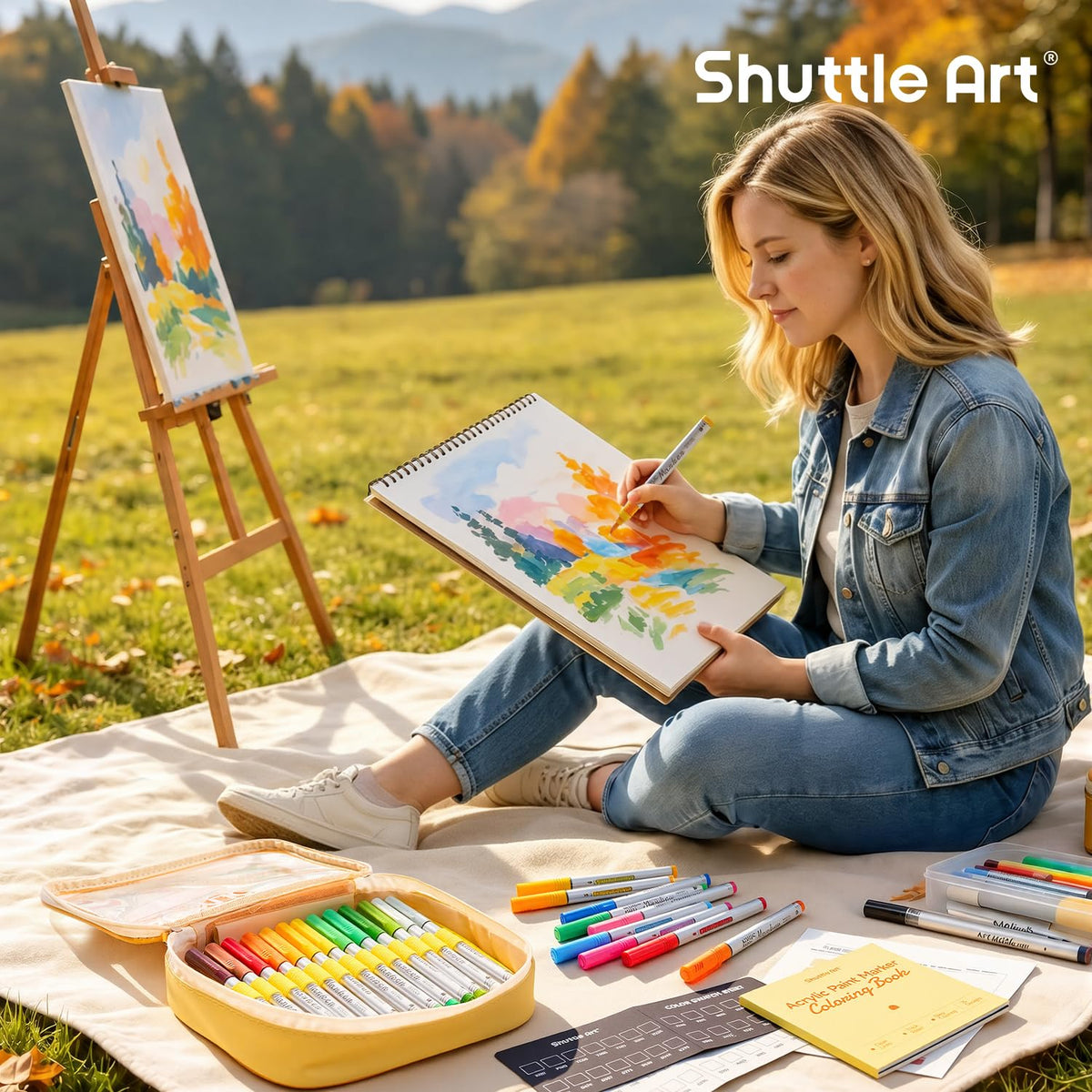 Shuttle Art 96 Colors Dual Tone Refillable Acrylic Markers with 100 Refills