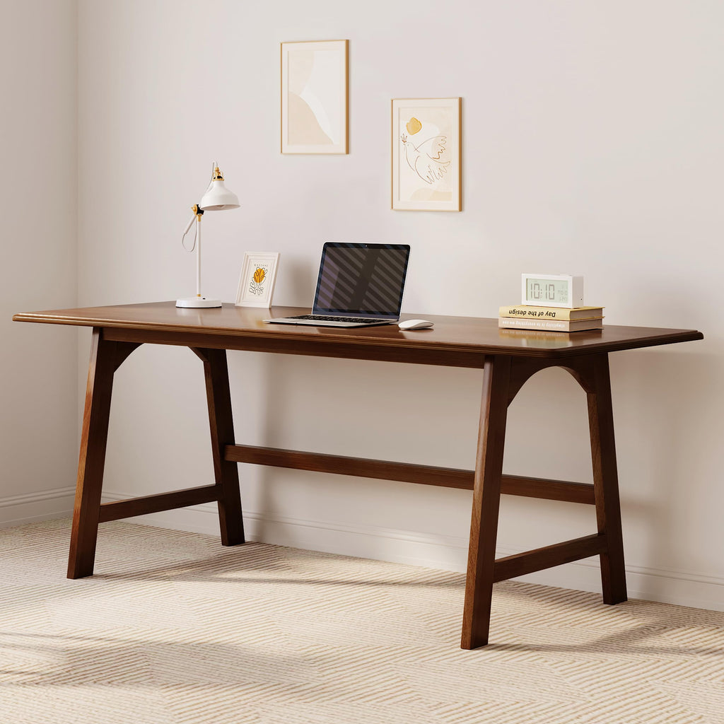 IOTXY Solid Wood Writing Table - 60" W Minimalist PC Computer Desk, Oak
