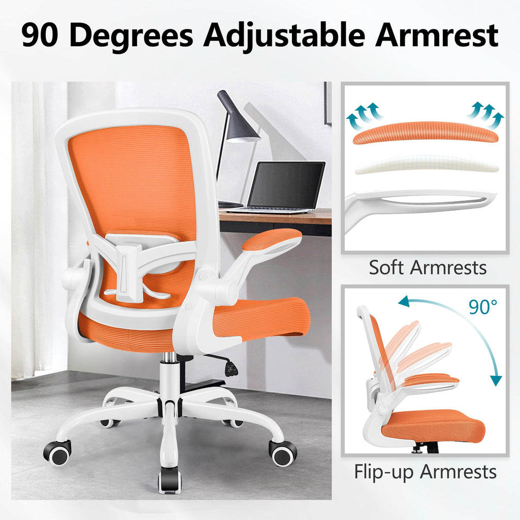 FelixKing Office Chair, Ergonomic Desk Chair Breathable Mesh Chairs Adjustable High Back Lumbar Support Flip-up Armrests, Executive Rolling Swivel Comfy Computer Chairs Home Office Black