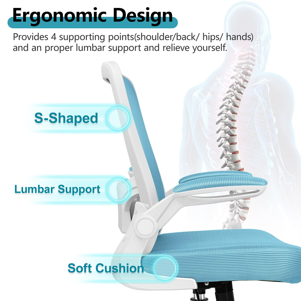 FelixKing Office Chair, Ergonomic Desk Chair Breathable Mesh Chairs Adjustable High Back Lumbar Support Flip-up Armrests, Executive Rolling Swivel Comfy Computer Chairs Home Office Black