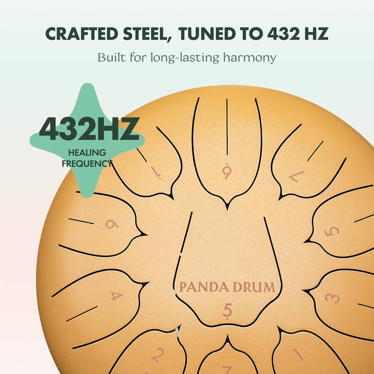 Panda Drum Plus 11" Steel Tongue Drum — Multi-Note Hand Pan with Accessories