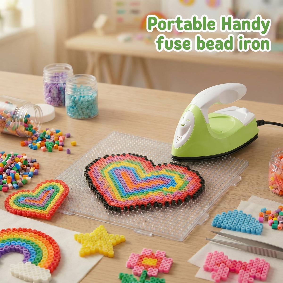 Honoson Mini Iron for Craft Small Iron on Patch Fuse Bead, Mint Green