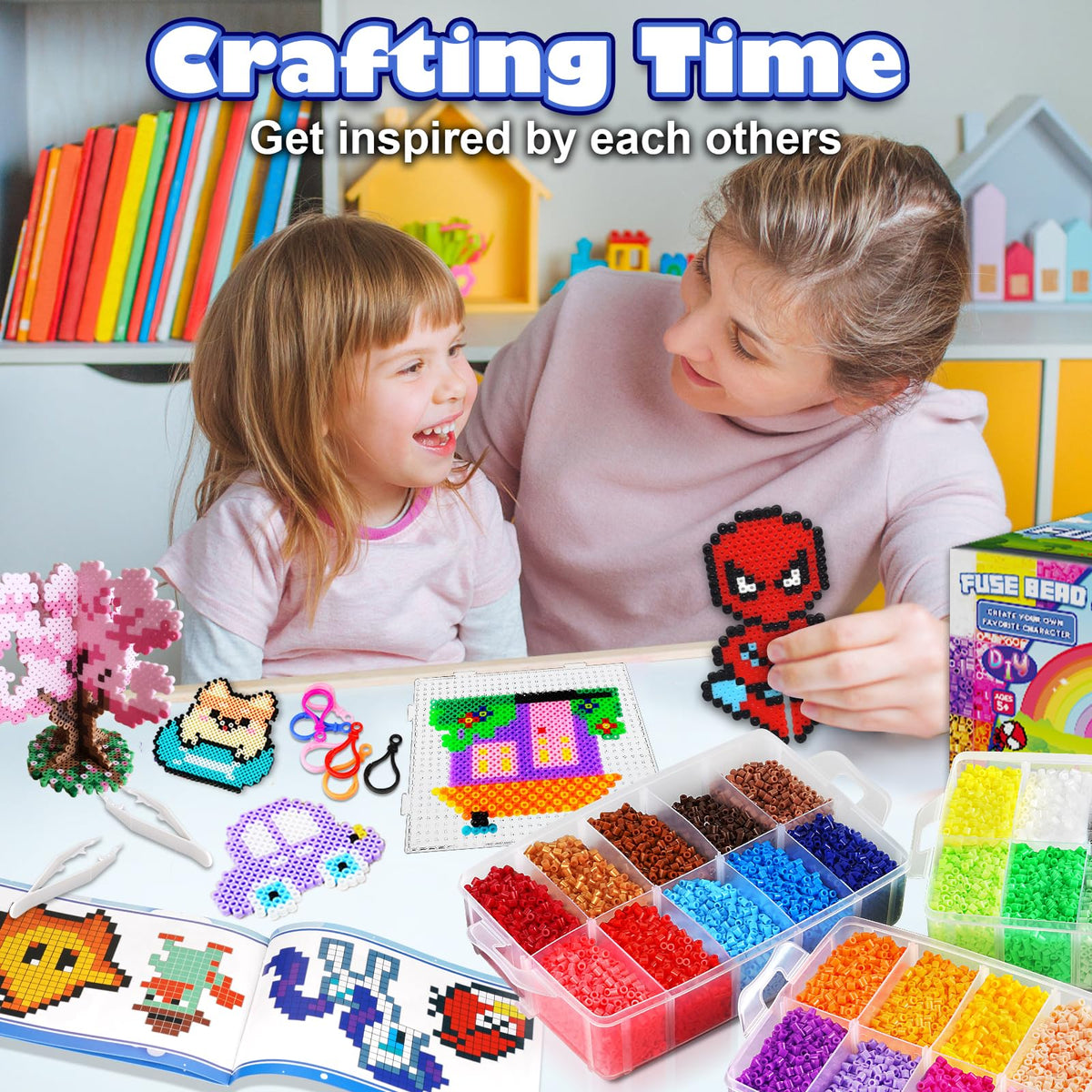 23000 5mm Fuse Beads Kit for Craft Gifts - 22 Colors | 106 Patterns